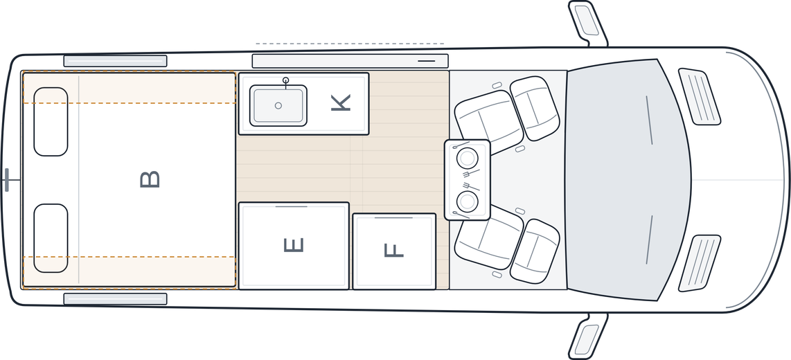Argon floorplan, queen bed, internal ensuite